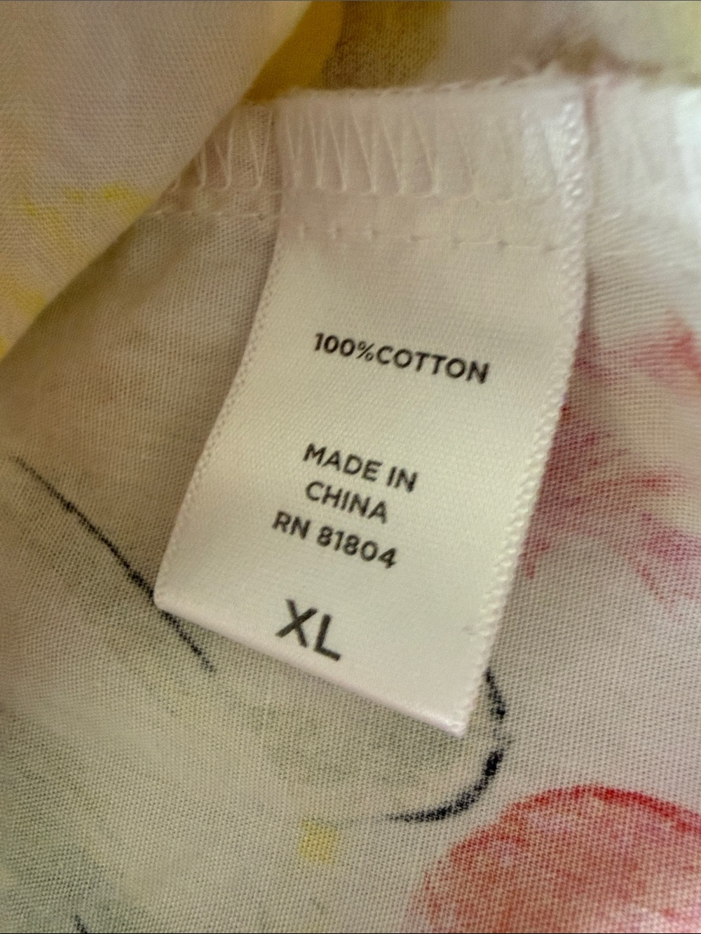 Fairhope Floral Ruffle Sleeve Blouse in White with Pink & Yellow 100% Cotton XL - Picture 7 of 7